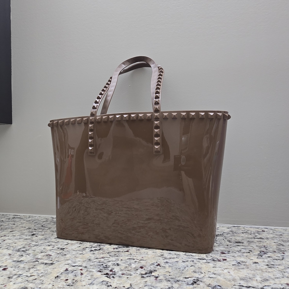 Carmen Sol Angelica Large Brown Tote Jelly Studded PVC Tote Bag. - Picture 14 of 16